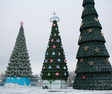 Каркасные ёлки в Великом Новгороде